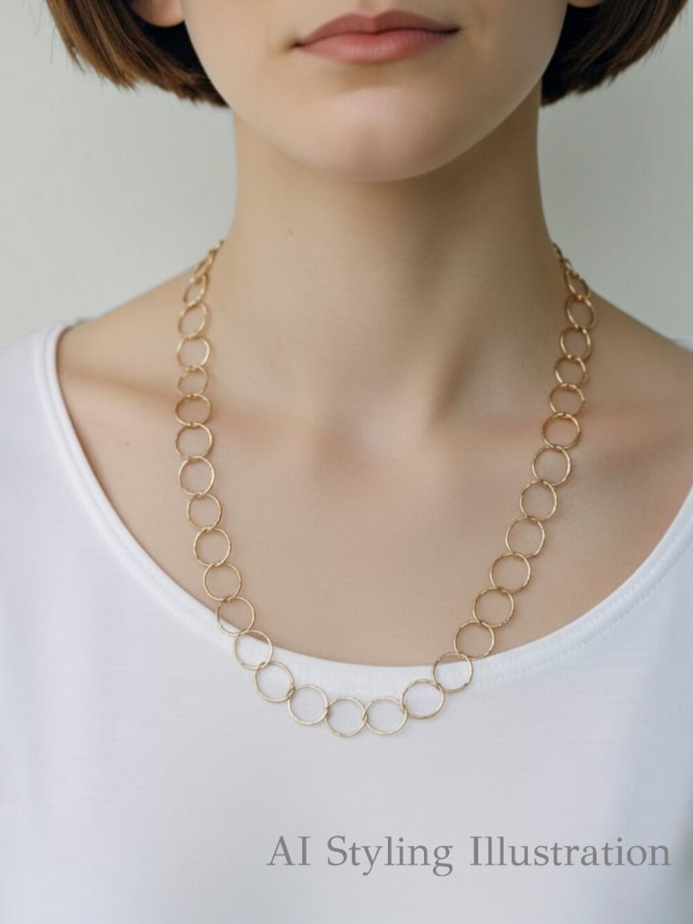 14K Gold Filled Hammered Circle Link Artisan Necklace 22"